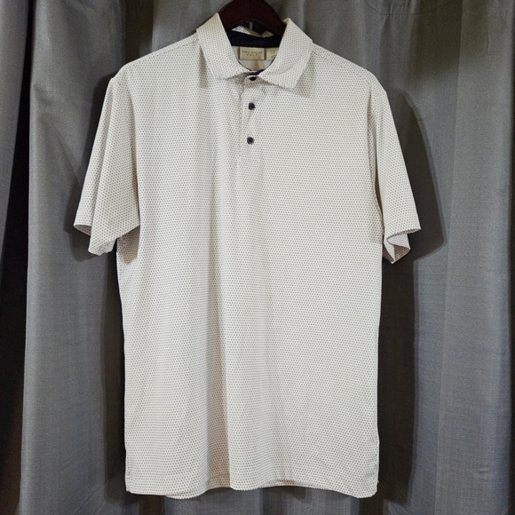 Rorie Whelan Golf Other - Rorie Whelan Golf Mens Medium White Navy Polka Dot Performance Polo‎ Shirt